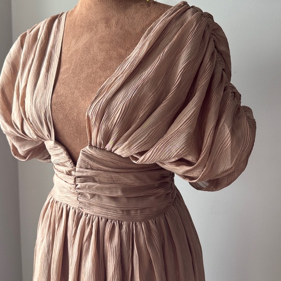 Vici Harvest Nights Plisse Empire Maxi Dress Bronze - Picture 3 of 11